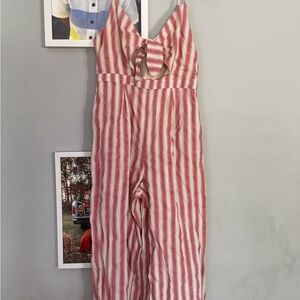 Forever 21 Kids Pink and White Striped Jumpsuit